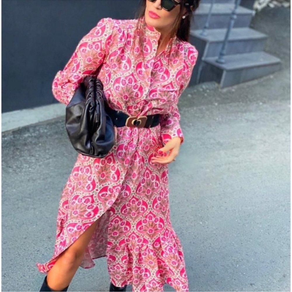 Zara Maxi Dress | Size Small | Pink Red Design